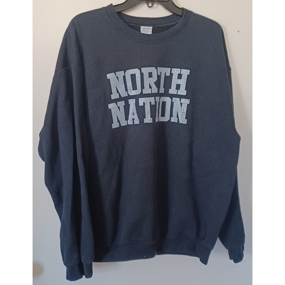 Gildan Heavy Blend North Nation Navy Black Graphic Crewneck Sweatshirt XL‎